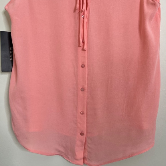 NWT Zara Back Buttons Sleeveless Scoop Neck Watermelon Pink Top Size Small - Picture 6 of 11